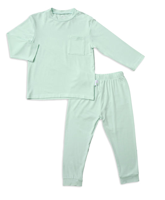 Kids Long-sleeve Pyjamas Set (Solid Colour - Mint) - TENCEL™ Modal