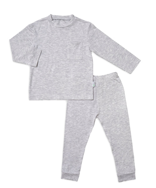 Kids Long-sleeve Pyjamas Set (Solid Colour - Heather Grey) - TENCEL™ Modal