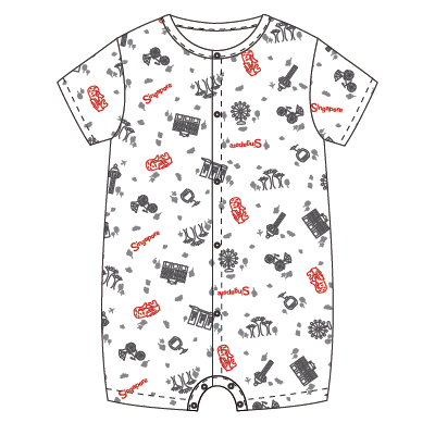 Singapore - Short-sleeved Shortall with Front Snap Buttons