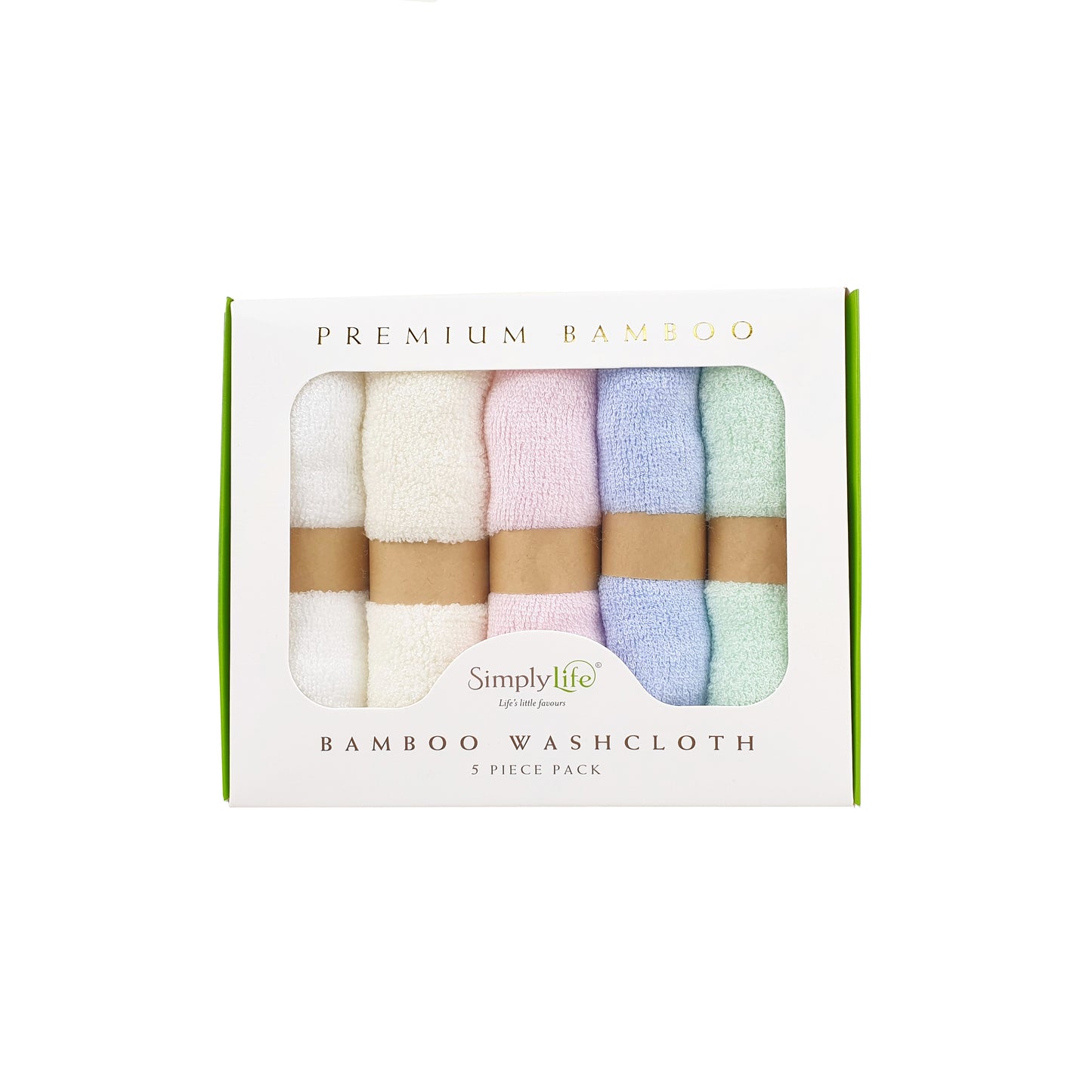 Premium Bamboo Wash / Face Cloth (5-Pack Set White)