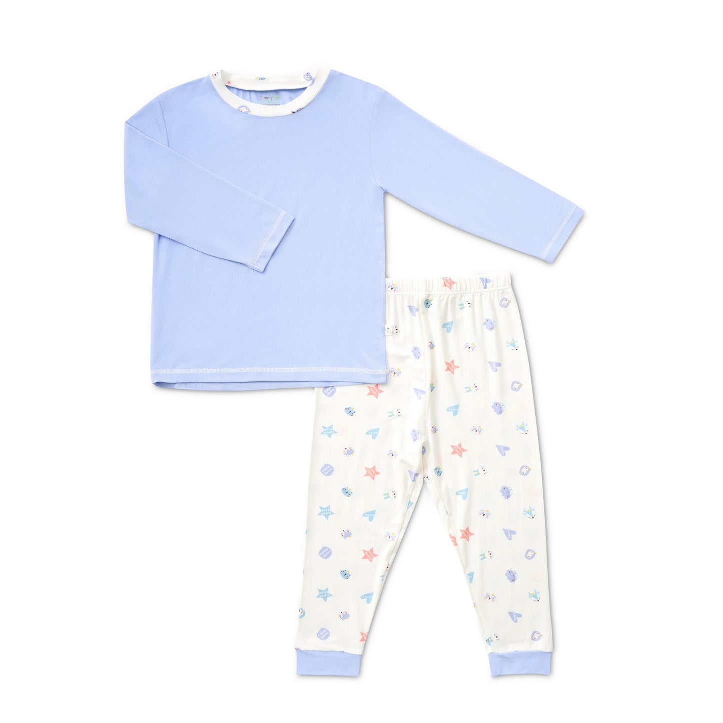 Long Sleeve Bamboo Pyjamas Set (Plain Top / Superstar Pants)