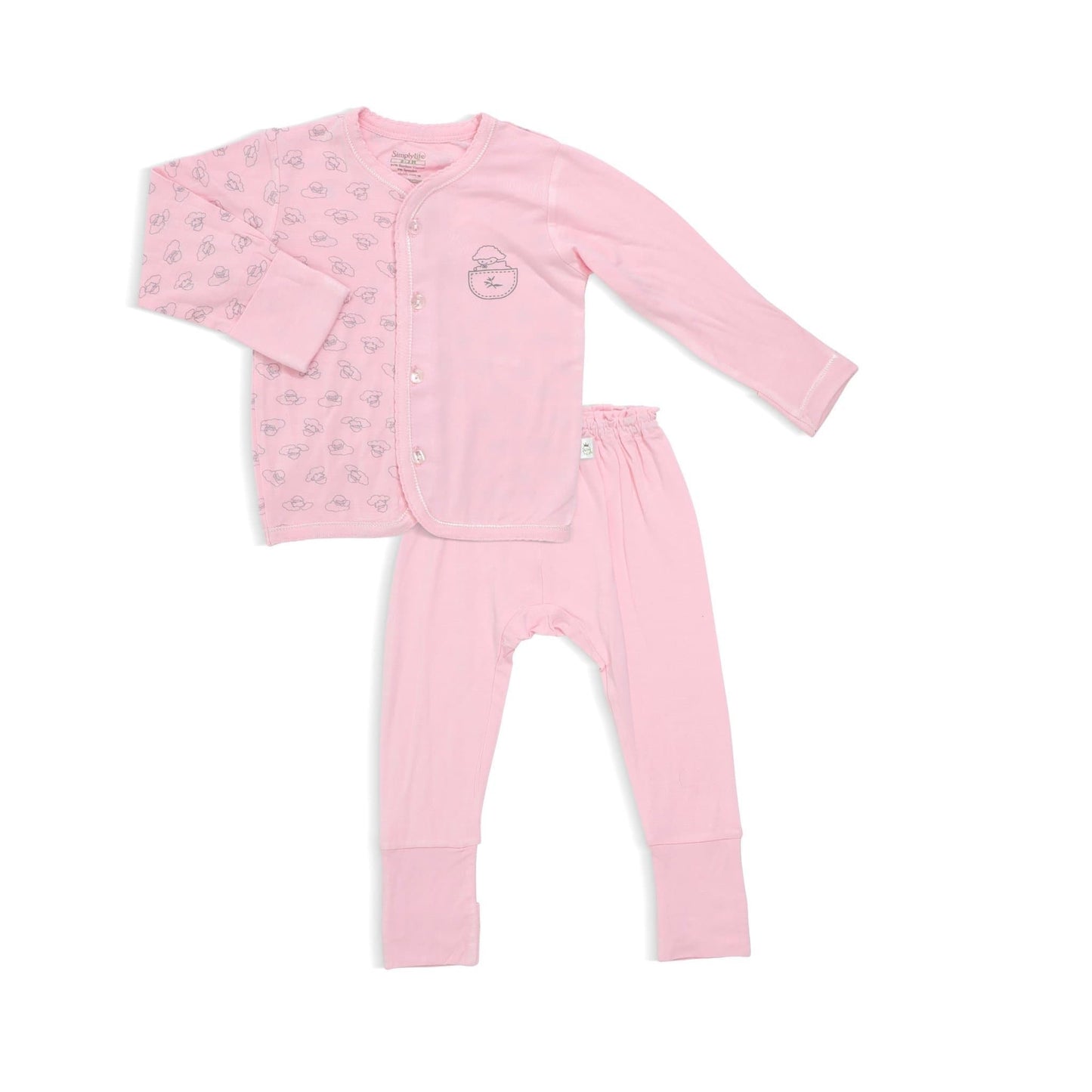 Adorable Lamb - Long-sleeved Button Vest with Fold over Mittens and Long Pants with Folded Footies by simplylifebaby