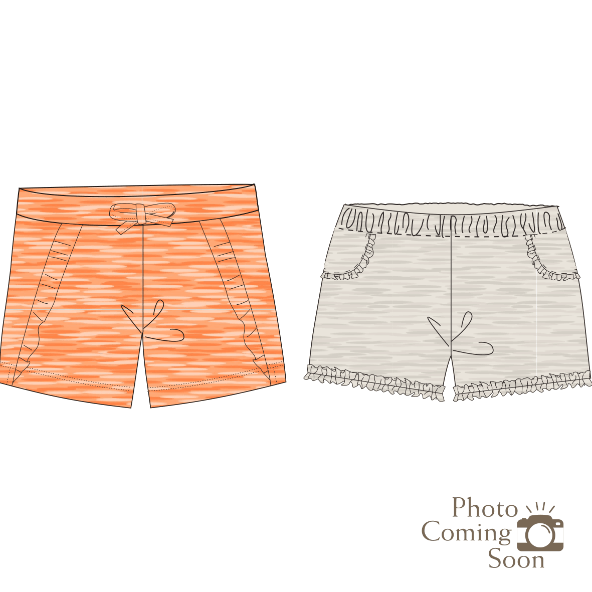 Orange / Khaki - Girls Shorts (Ruffles) (Pack of 2)