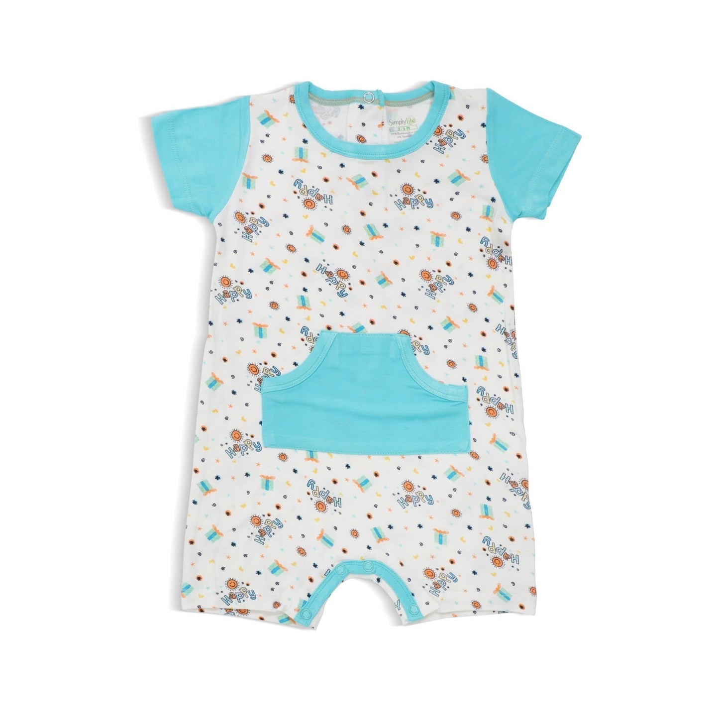 Happy - Short-sleeved Shortall with Front Pockets by simplylifebaby