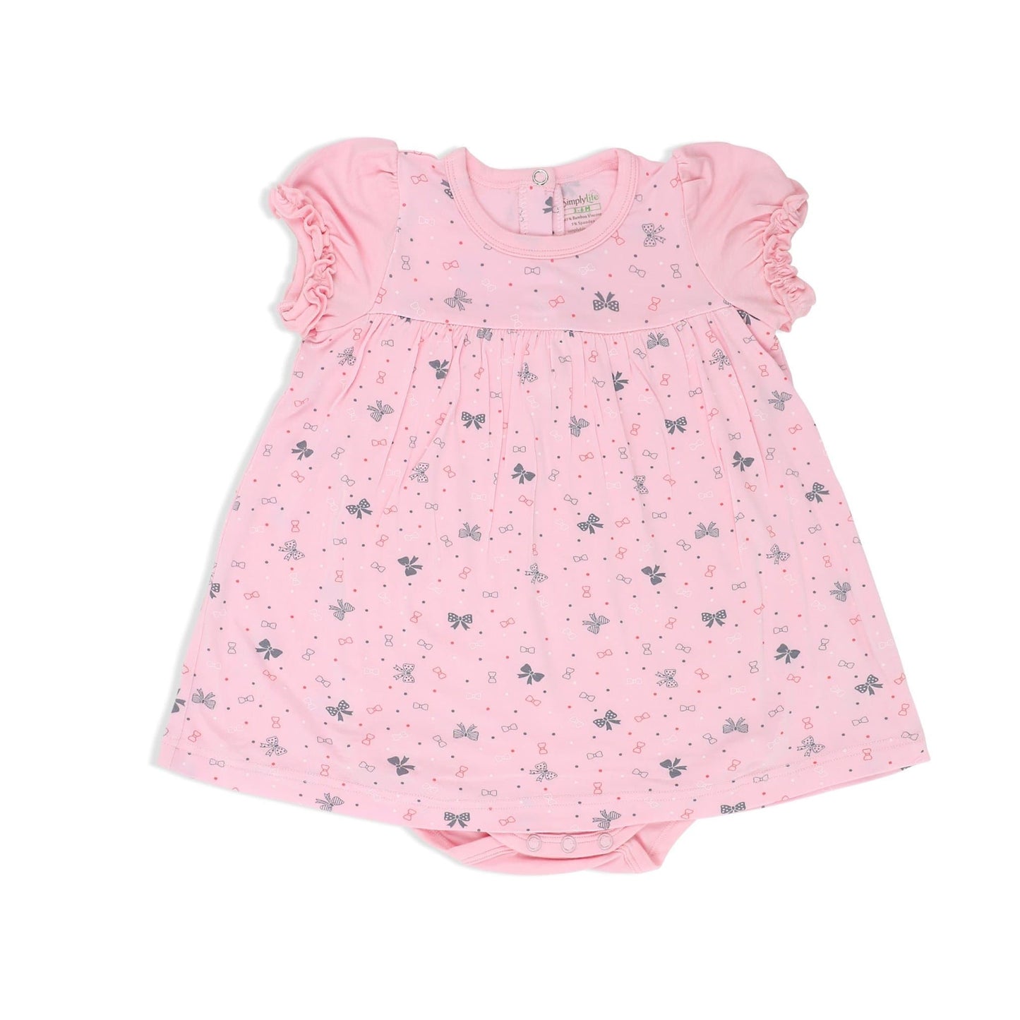 Ribbons - Romper Dress with Puff Sleeves - Simply Life