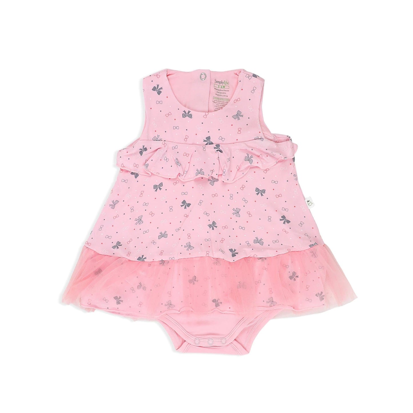 Ribbons - Sleeveless Romper Frilly Dress - Simply Life