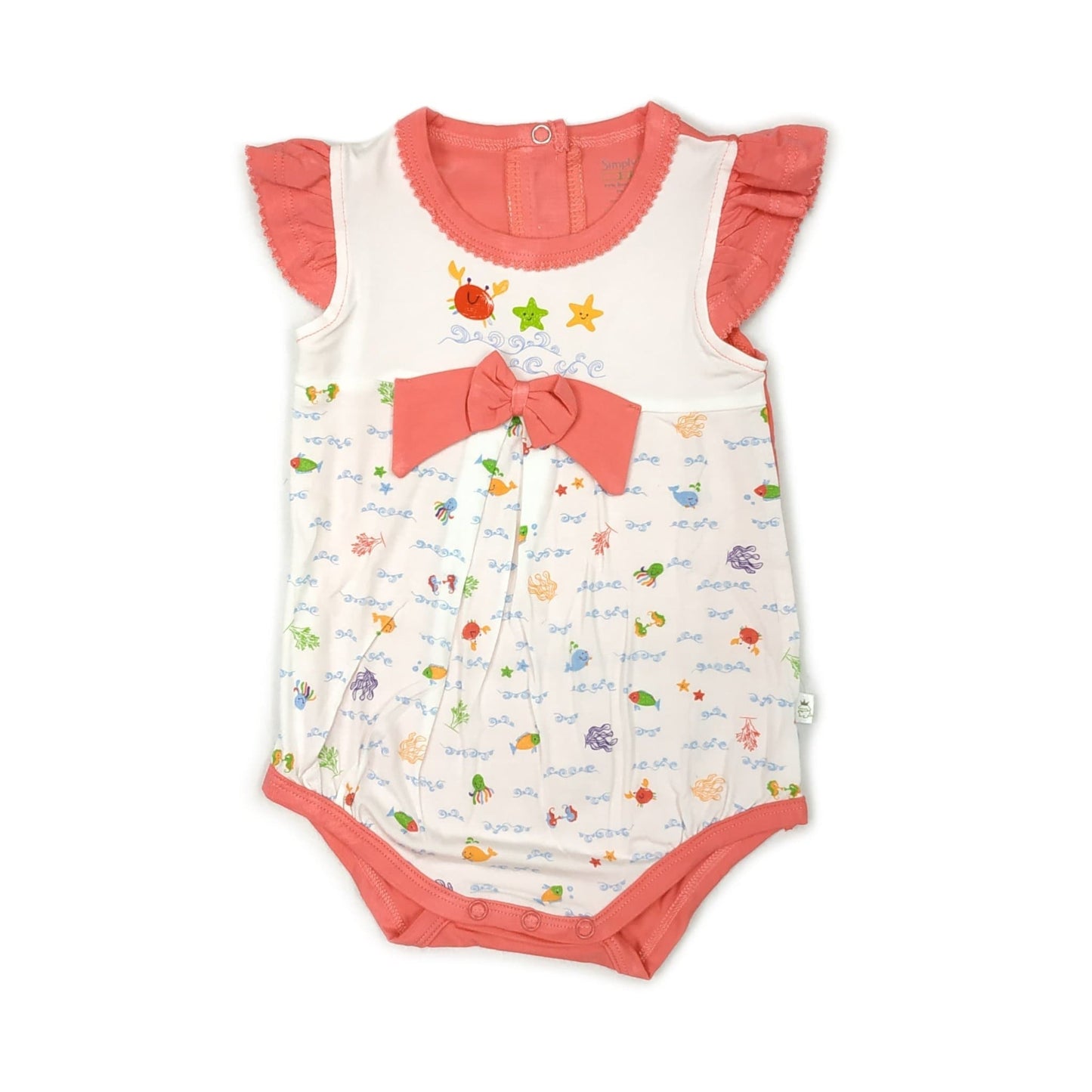 Sea World - Girls Romper with Frilled-sleeves and Bow by simplylifebaby