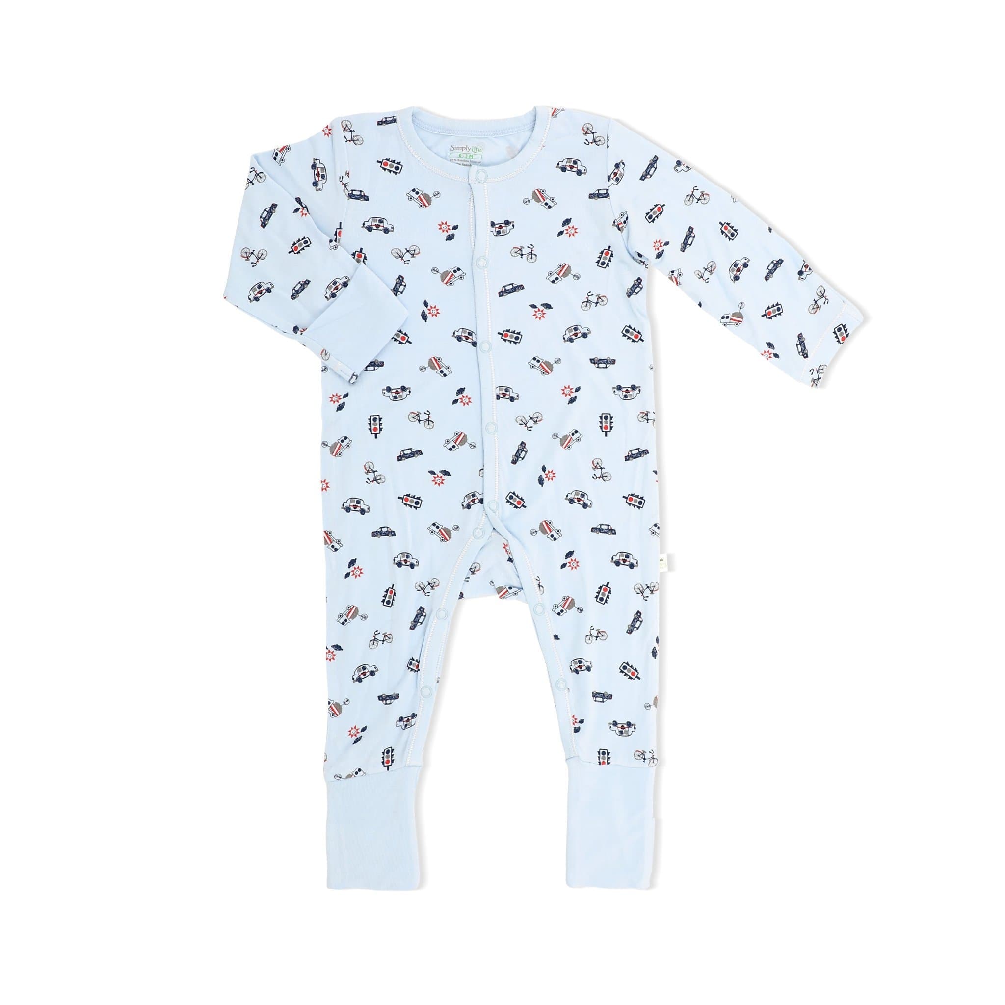 Traffic - Long-sleeved Button Sleepsuit with Folded Mittens & Footie