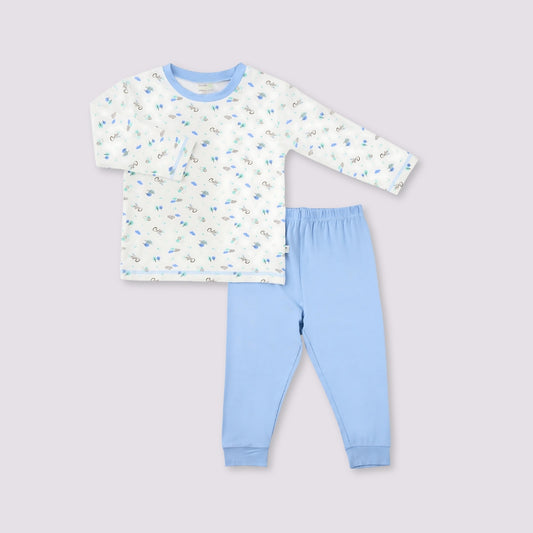 Blessed - Long Sleeve Bamboo Pyjamas Set (Blue Pants)