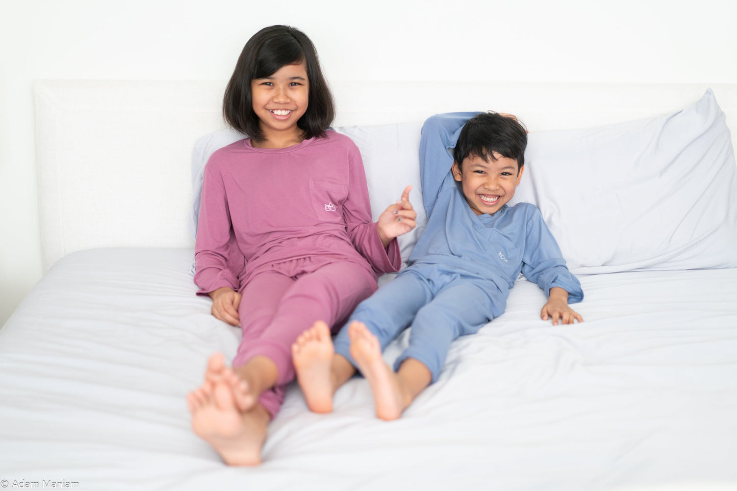 Kids Long-sleeve Pyjamas Set (Solid Colour - Slate Blue) - TENCEL™ Modal