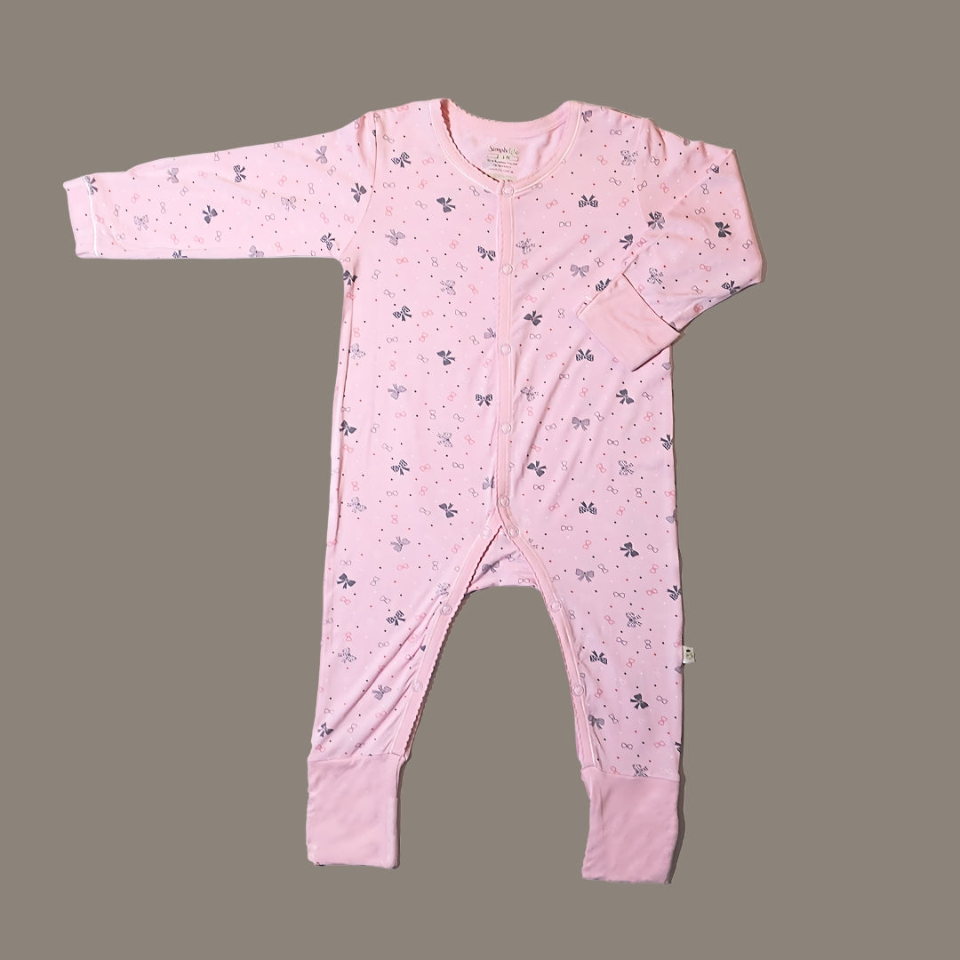 Long-sleeved Button Sleepsuit with Folded Mittens & Footie (Group)