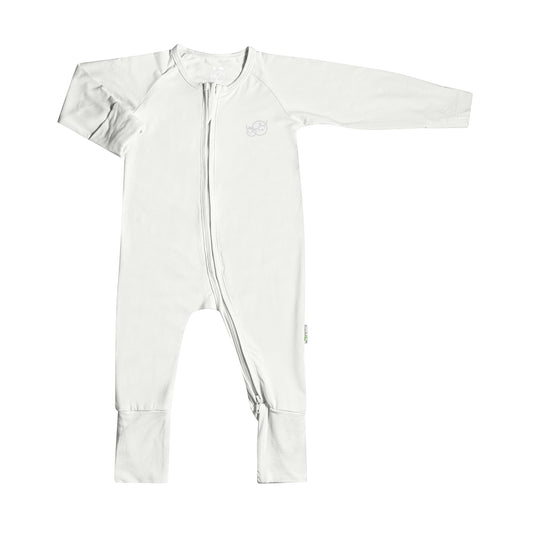 Baby Long-sleeved Zipper Sleepsuit (White) - TENCEL™ Modal