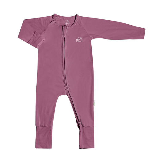 Baby Long-sleeved Zipper Sleepsuit (Burgundy Wine) - TENCEL™ Modal