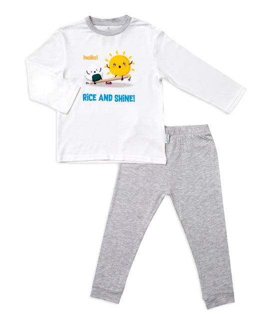 Kids Long-sleeve Pyjamas Set (Printed - Rice & Shine) - TENCEL™ Modal