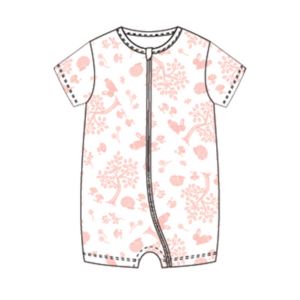 Vintage Forest (Pink) - Baby Bamboo Shortall (Zipper)