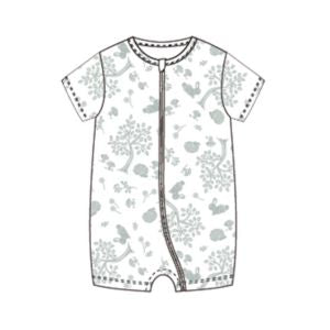 Vintage Forest (Silver) - Baby Bamboo Shortall (Zipper)