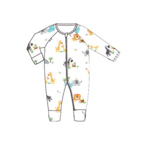 African Wildlife - Baby Long-sleeved Zipper Sleepsuit (Foldable Mittens & Footies)