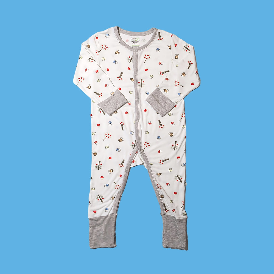 Long-sleeved Button Sleepsuit with Folded Mittens & Footie (Group)