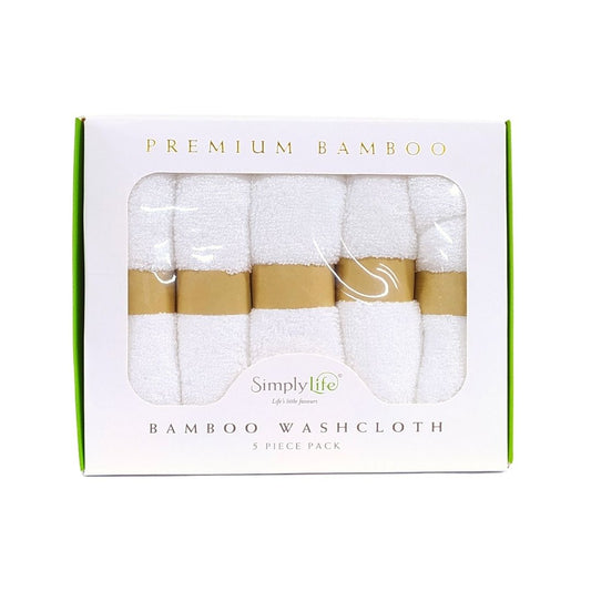 Premium Bamboo Wash / Face Cloth (5-Pack Set White)