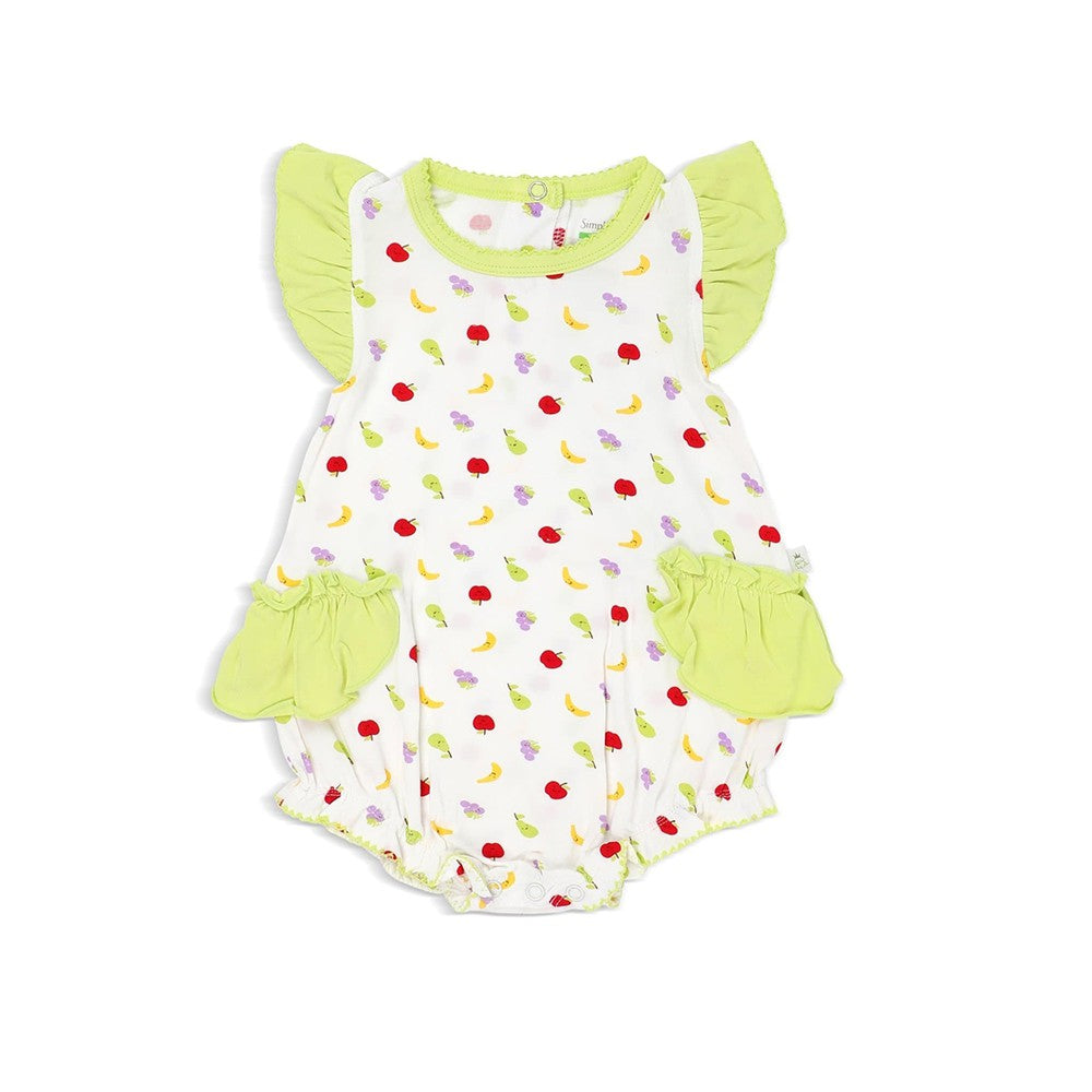 Fruits - Romper with Frilled-sleeves and Ruffled Sides