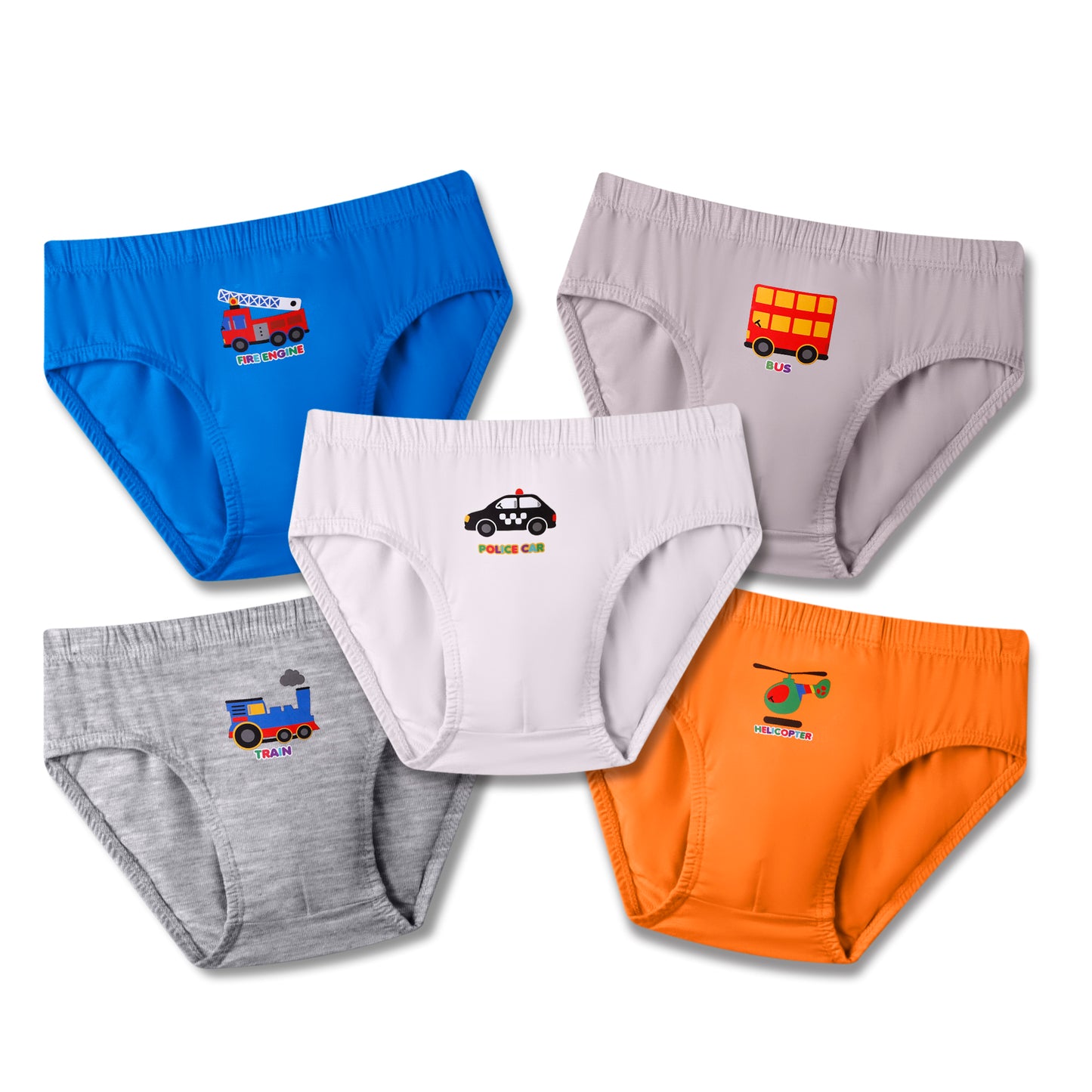 Boys Printed Briefs - Vehicles (Pack of 5)