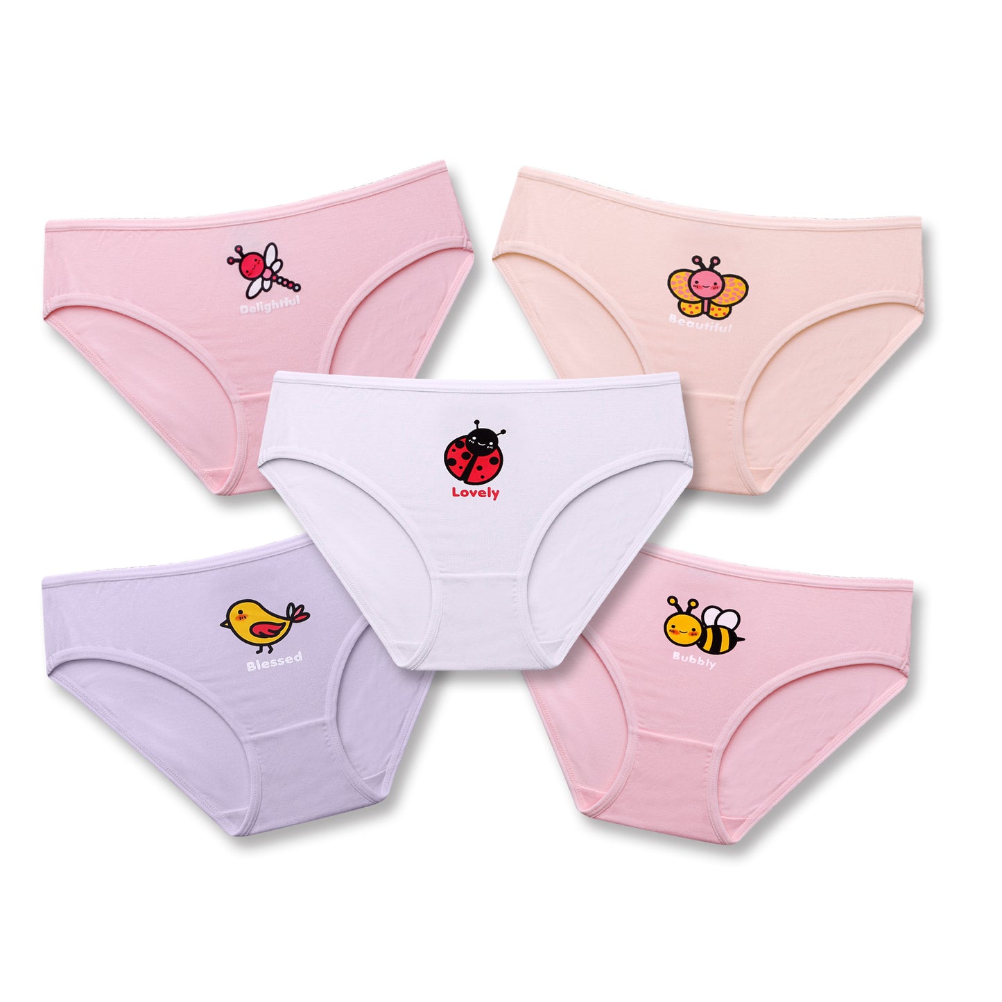 Girls Printed Briefs (Thin Band) (Pack of 5) - Garden