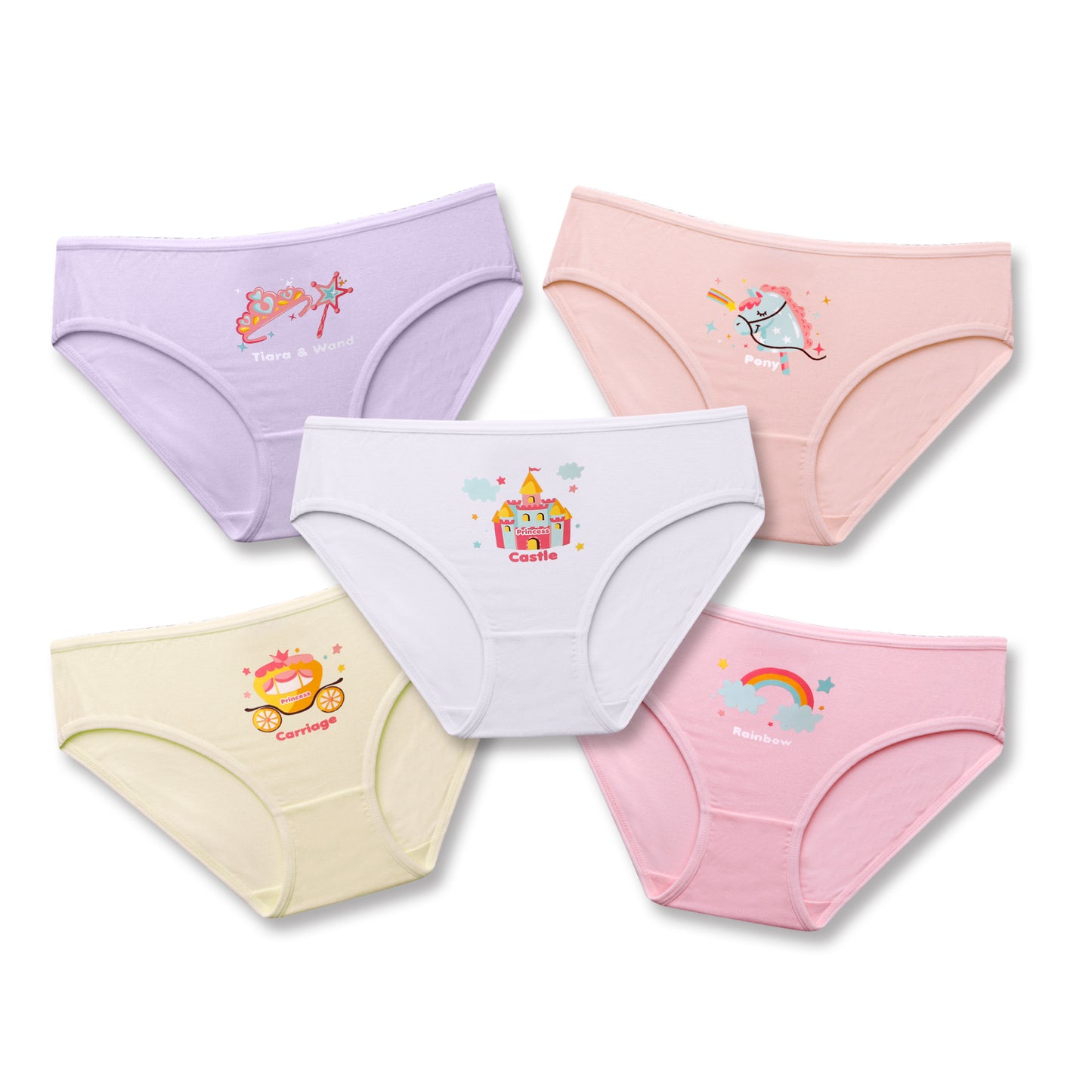 Girls Printed Briefs (Thin Band) (Pack of 5)