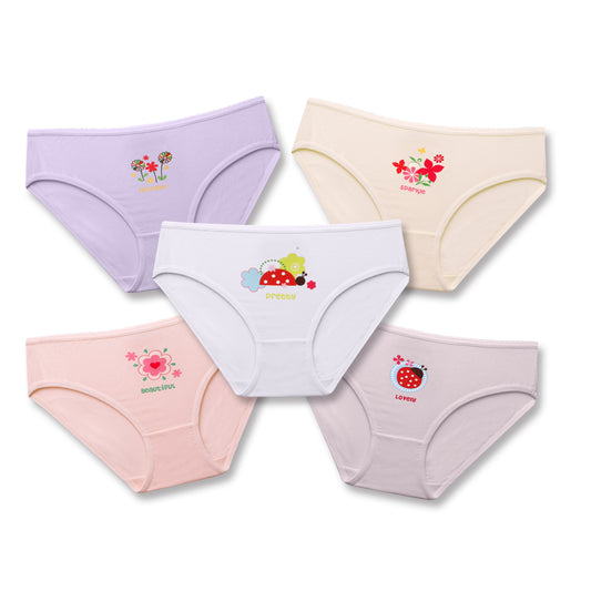 Girls Printed Briefs (Thin Band) (Pack of 5) - Floral