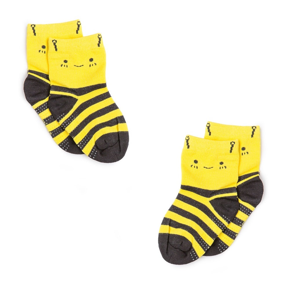 Black / Yellow Bee - Anti-slip Bamboo Socks (2 Pairs)