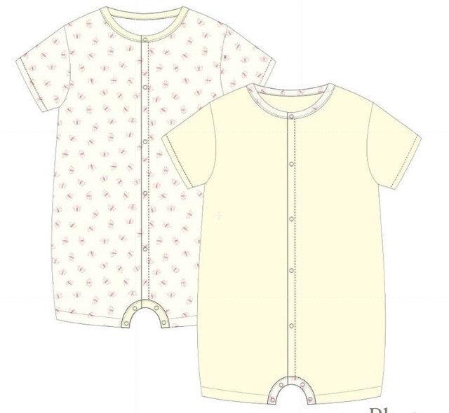 Short-sleeved Baby Shortall (Front Snap Buttons) (Pack of 2)