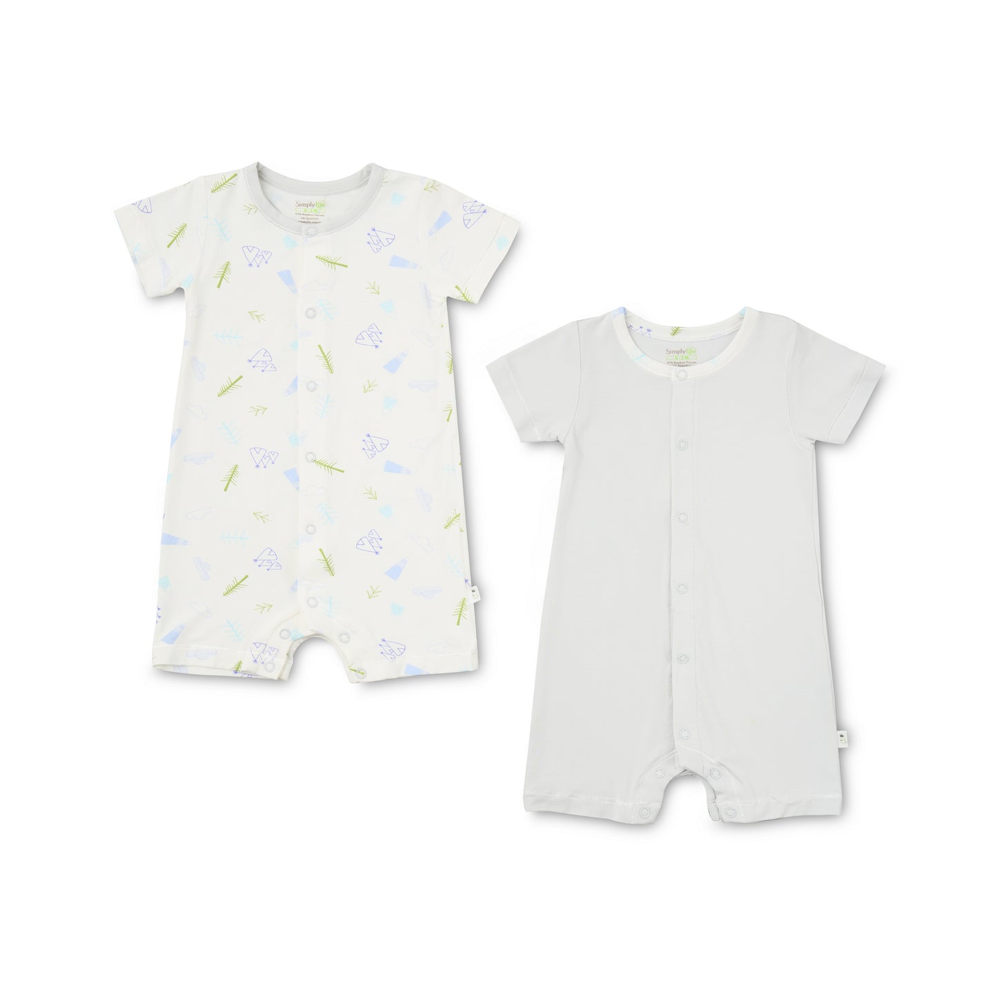 Short-sleeved Baby Shortall (Front Snap Buttons) (Pack of 2)
