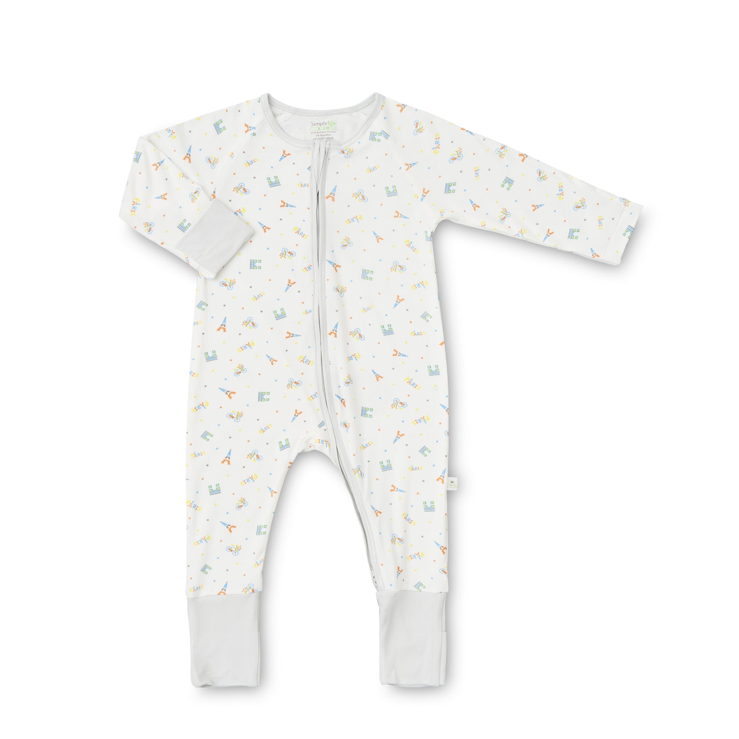 Baby Long-sleeved Zipper Sleepsuit (Foldable Mittens & Footies)