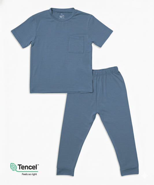 Kids Short-sleeve Pyjamas Set (Cornflower Blue) - TENCEL™ Modal