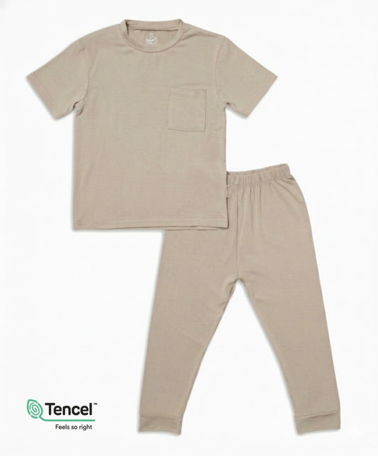 Kids Short-sleeve Pyjamas Set (Oat) - TENCEL™ Modal