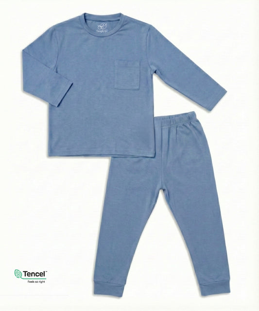 Kids Long-sleeve Pyjamas Set (Cornflower Blue) - TENCEL™ Modal