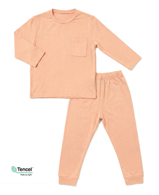 Kids Long-sleeve Pyjamas Set (Peach) - TENCEL™ Modal