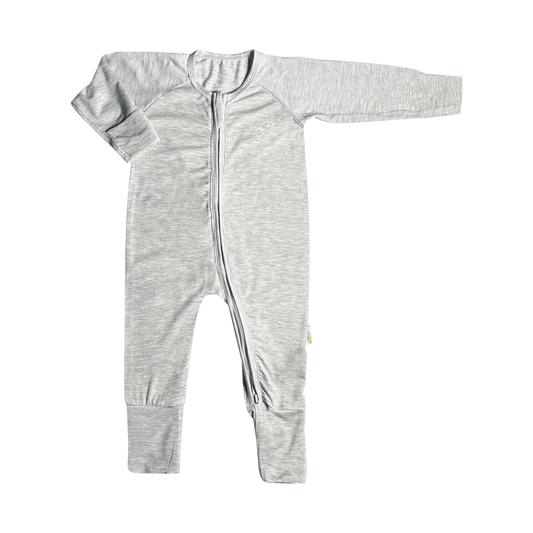 Baby Long-sleeved Zipper Sleepsuit (Heather Grey) - TENCEL™ Modal