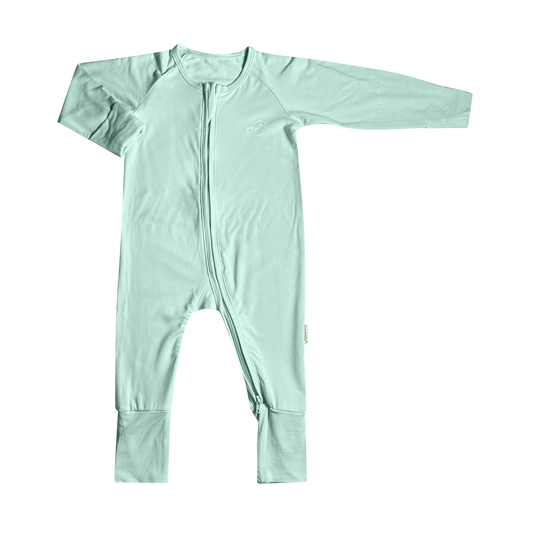 Baby Long-sleeved Zipper Sleepsuit (Mint) - TENCEL™ Modal