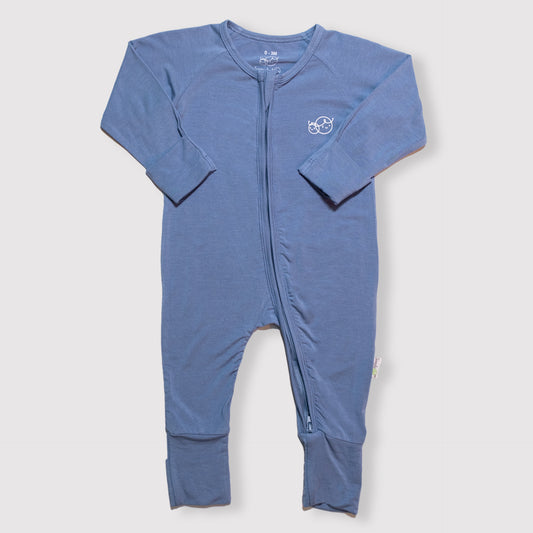 Baby Long-sleeved Zipper Sleepsuit (Slate Blue) - TENCEL™ Modal