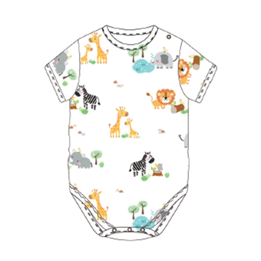 African Wildlife - Baby Romper with shoulder button