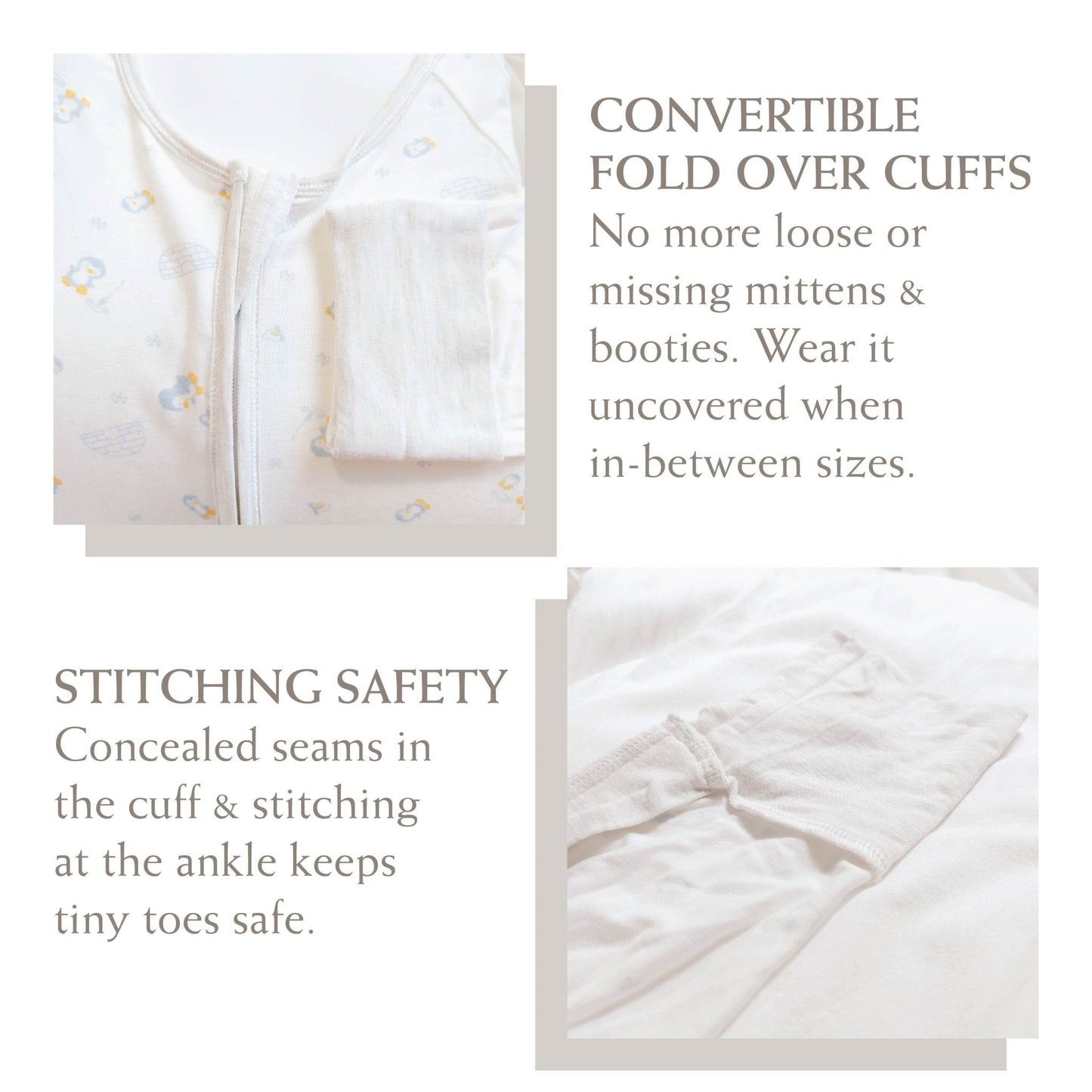 Singapore - Long-sleeved Zipper Sleepsuit with Convertible Cuffs / Mittens & Footie