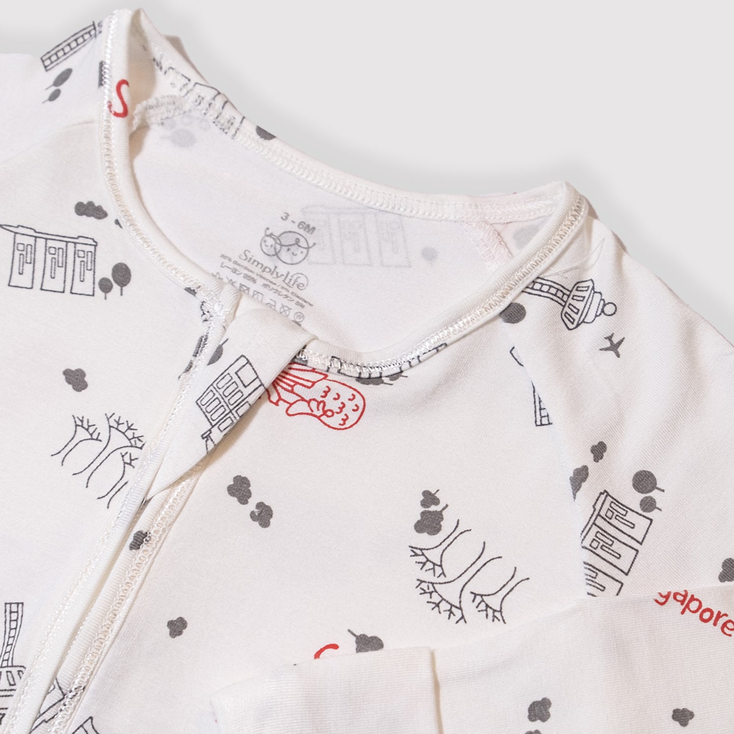 Singapore - Baby Long-sleeved Zipper Sleepsuit (Foldable Mittens & Footies)