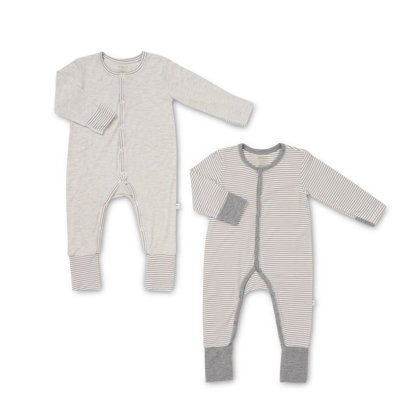 Baby Long-sleeved Button Sleepsuit (Foldable Mittens & Footies) (Pack of 2) (Group)