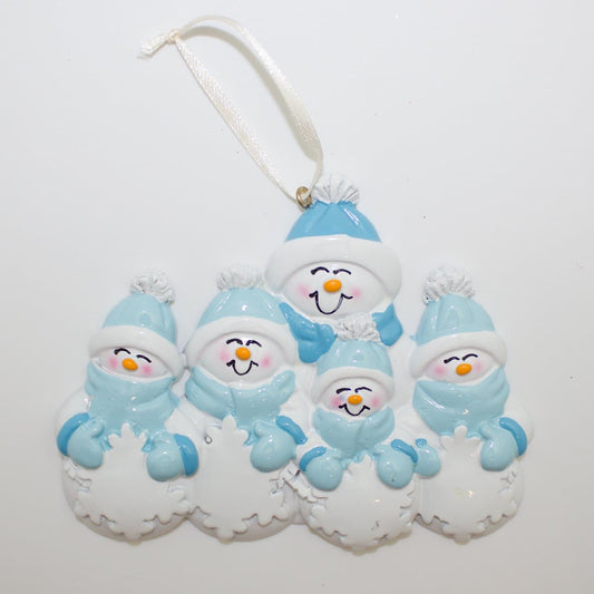 Snowman Blue Hat Gloves Snowflake- Christmas Ornament (Suitable for Personalization)