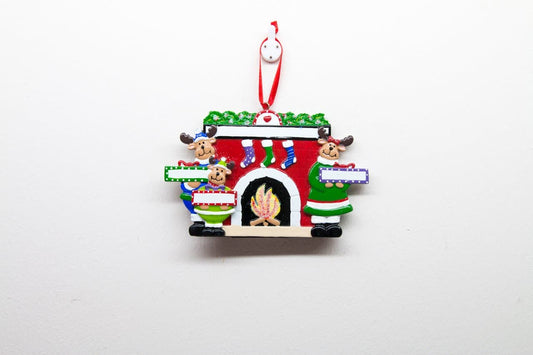 Fireplace Reindeers - Christmas Ornament (Suitable for Personalization)