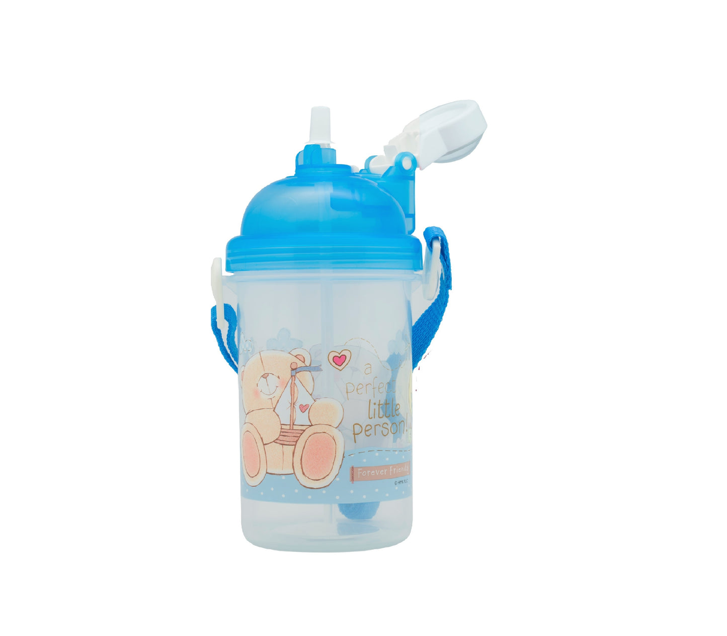 Forever Friends - BPA-free Kids Girl/Boy Canteen Water Bottle with Adjustable Strap & Straw (Children School)