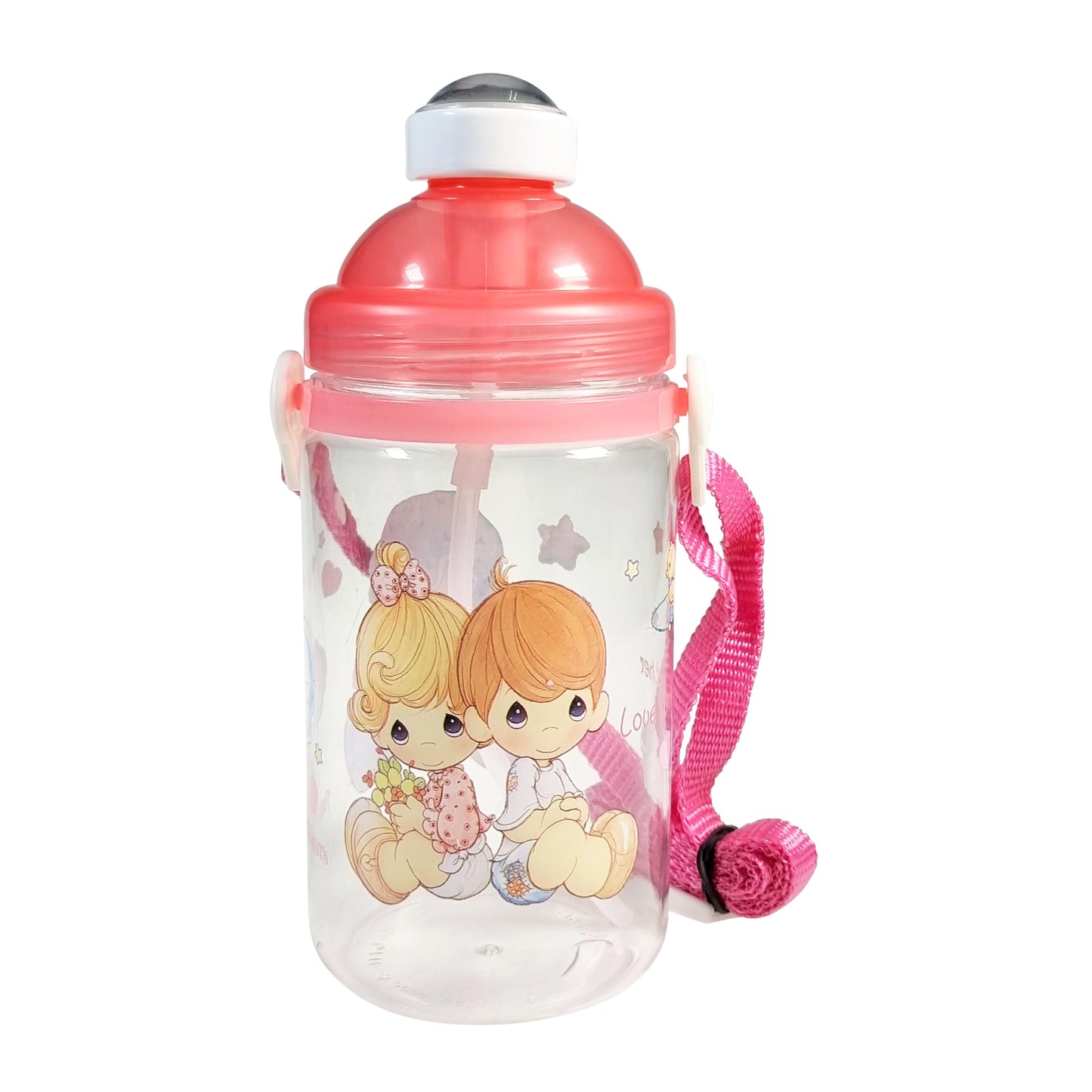 Precious Moments - BPA-free Kids Girl/Boy Canteen Water Bottle with Adjustable Strap & Straw (Children School)
