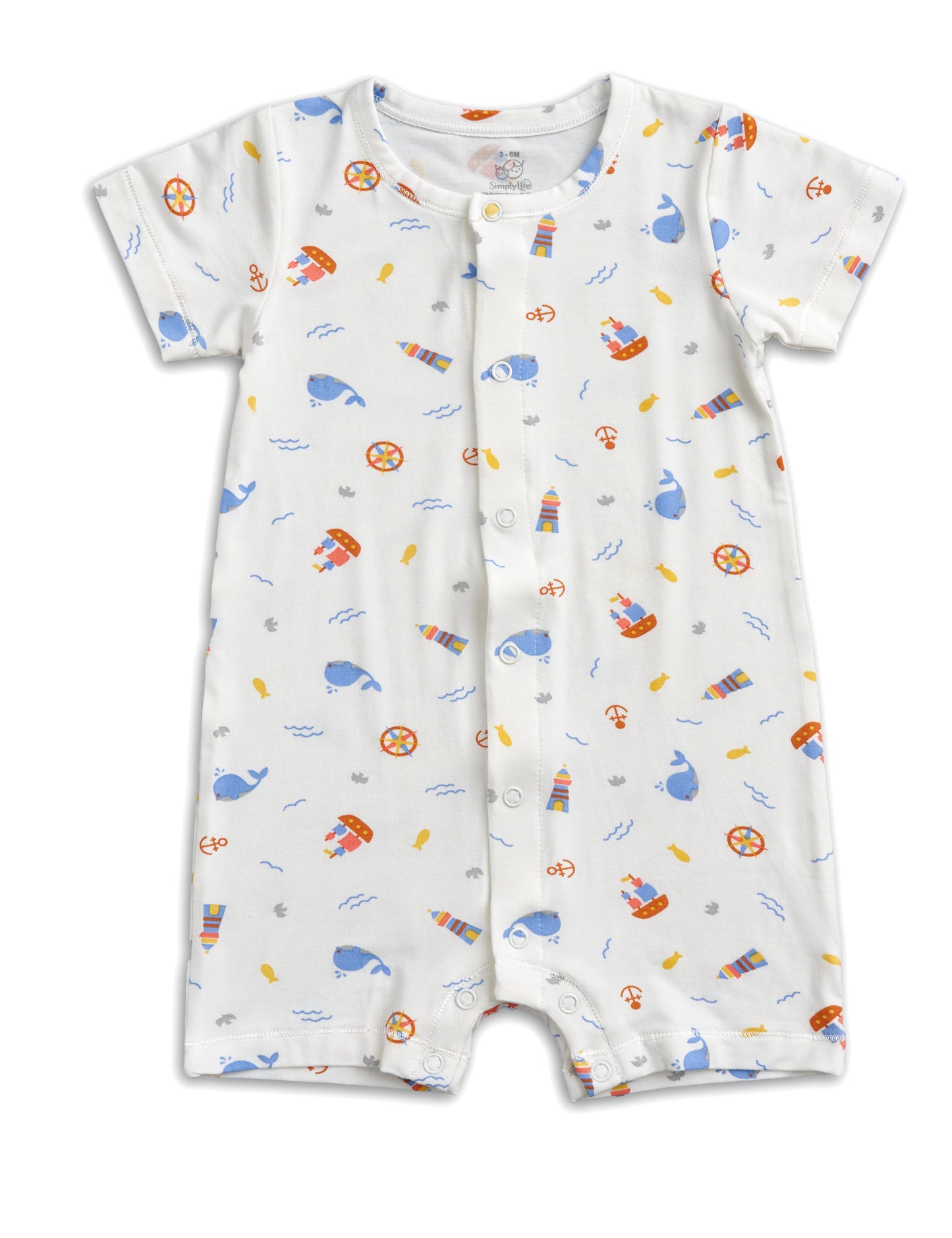 Short-sleeved Baby Shortall (Front Snap Buttons)