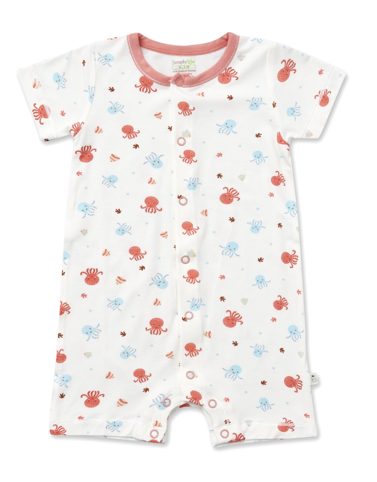Octo - Short-sleeved Shortall with Front Snap Buttons