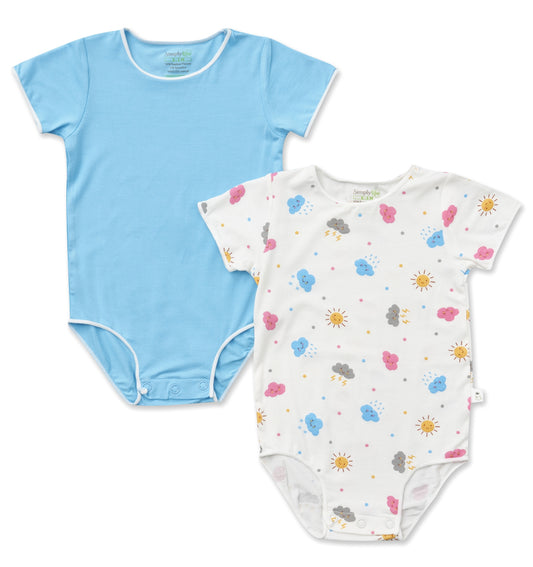 Weather and Blue - Short-sleeved Stretchy Romper (Pack of 2)